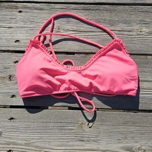 Victoria's Secret Bikini Top Women's Size M Tie Back 01/2014 Pink